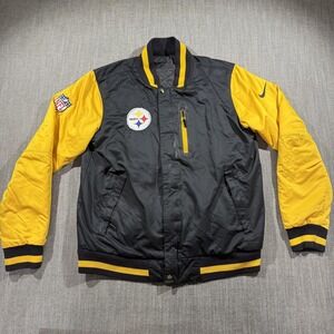 Pittsburgh Steelers Jacket Mens XL Black Yellow NFL Football Nike Bomber Quilted